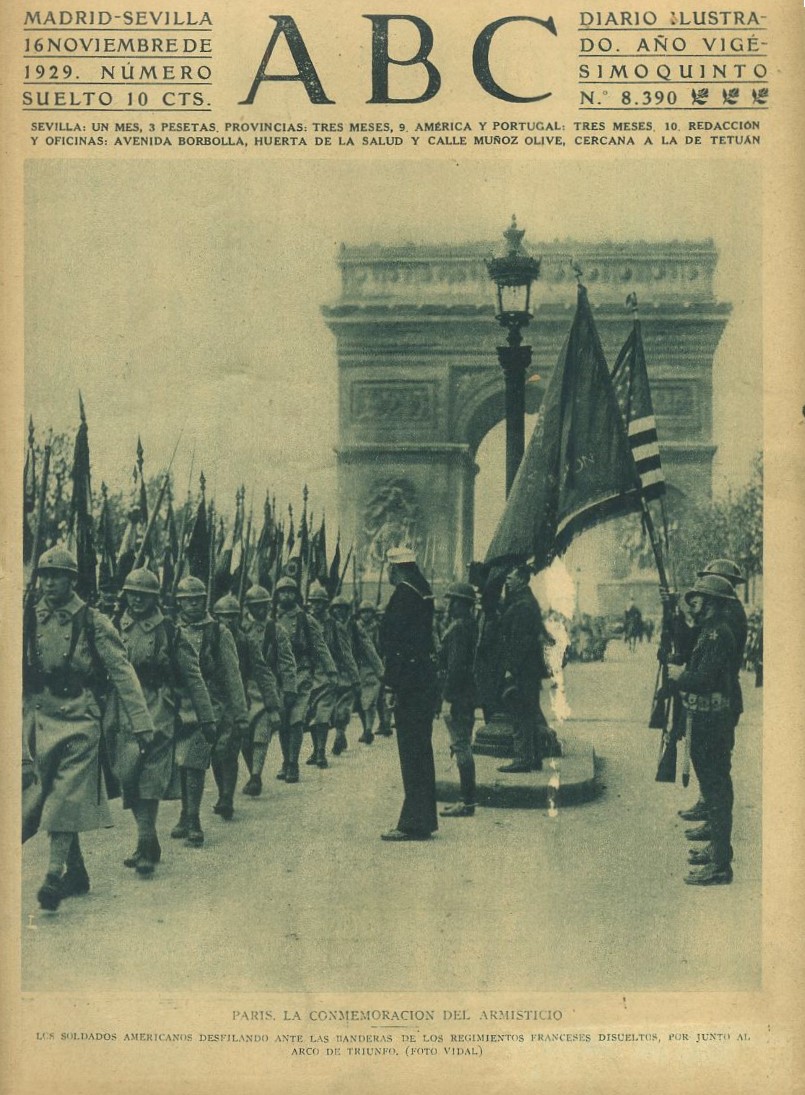 PERIODICO ABC MADRID-SEVILLA 16 NOVIEMBRE 1929 Nº 8390 PARIS, LA CONMEMORACION DEL
