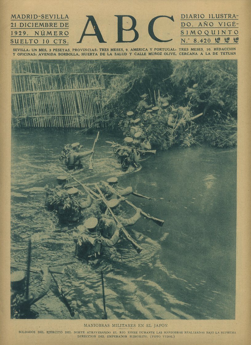 PERIODICO ABC MADRID-SEVILLA 21 DICIEMBRE 1929 Nº 8420 MANIOBRAS MILITARES EN EL JAPON.