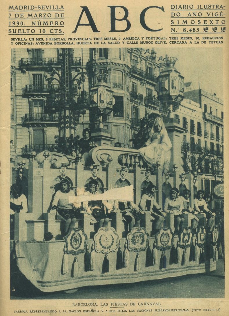 PERIODICO ABC MADRID-SEVILLA 7 MARZO 1930 Nº 8485 BARCELONA, LAS FIESTAS DE CARNAVAL.