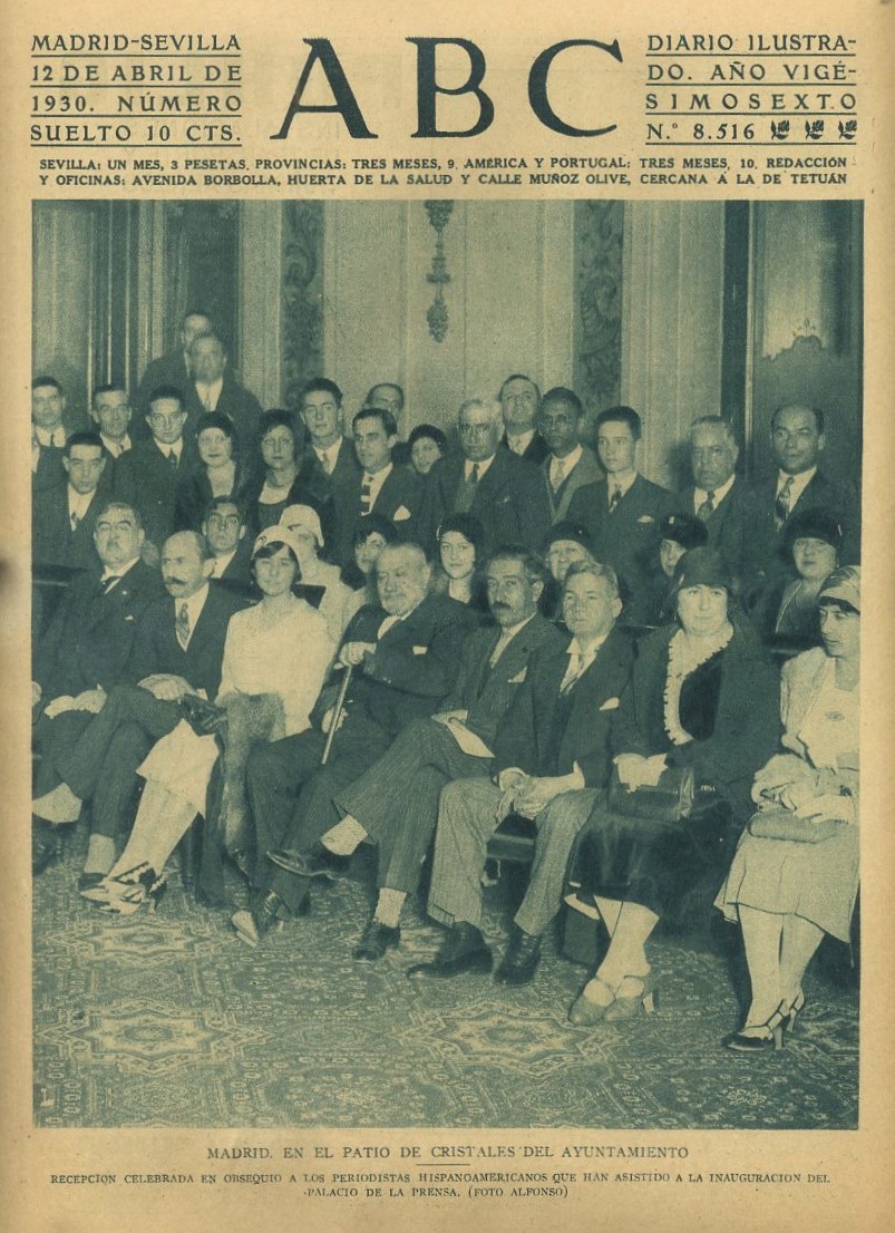 PERIODICO ABC MADRID-SEVILLA 12 ABRIL 1930 Nº 8516 MADRID EN EL PATIO DE CRISTALES.
