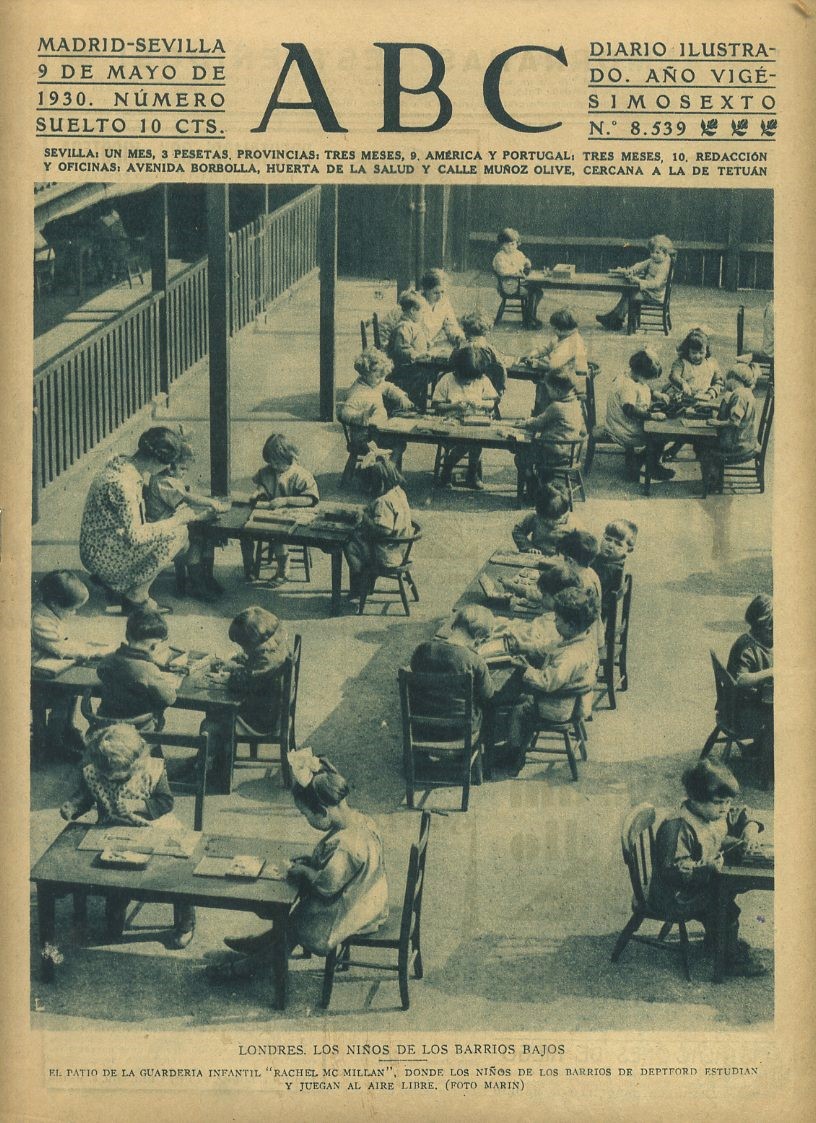 PERIODICO ABC MADRID-SEVILLA 9 MAYO 1930 Nº 8539 LONDRES, LOS NIÑOS DE LOS BARRIOS BAJOS.
