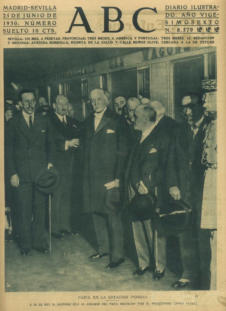 PERIODICO ABC MADRID-SEVILLA 25 JUNIO 1930 Nº 8579 PARIS, EN LA ESTACION D'ORSAY.