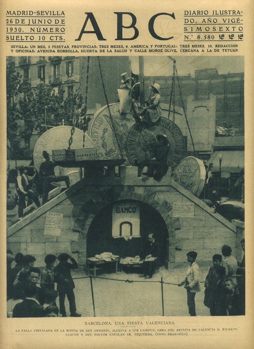 PERIODICO ABC MADRID-SEVILLA 26 JUNIO 1930 Nº 8580 BARCELONA, UNA FIESTA VALENCIANA.