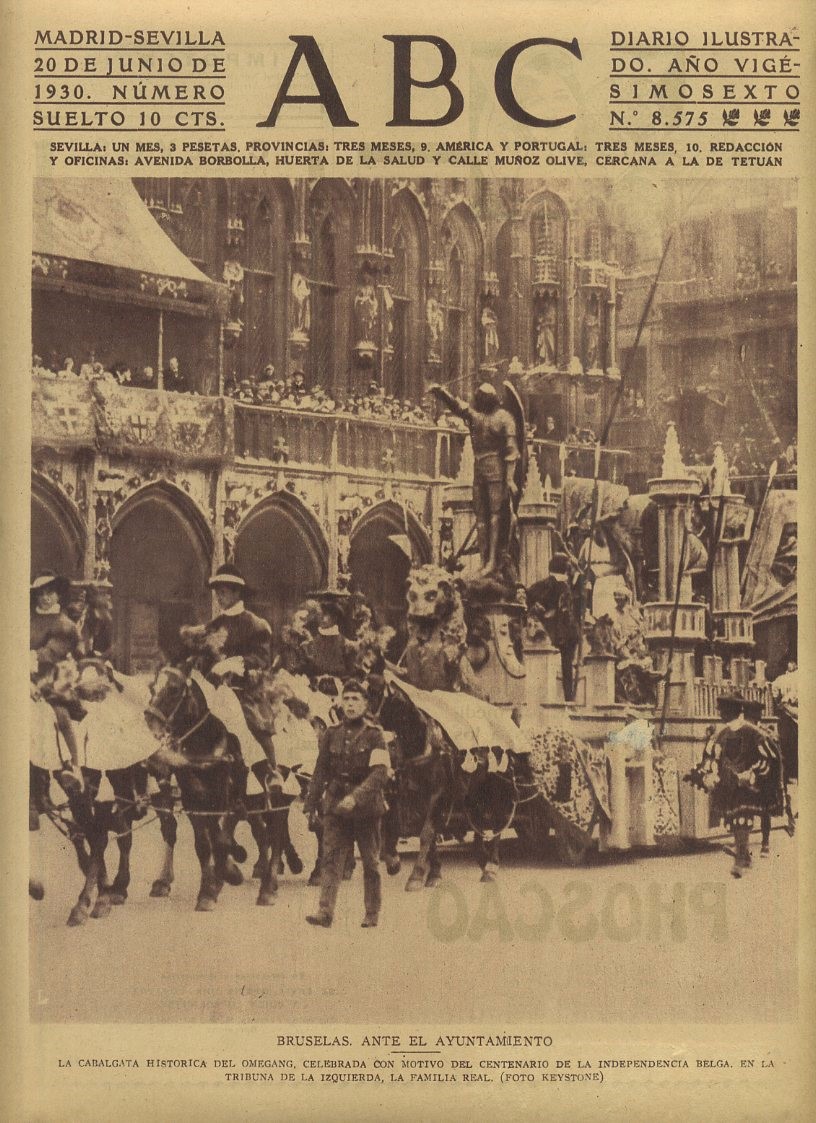 PERIODICO ABC MADRID-SEVILLA 20 JUNIO 1930 Nº 8575 BRUSELAS, ANTE EL AYUNTAMIENTO