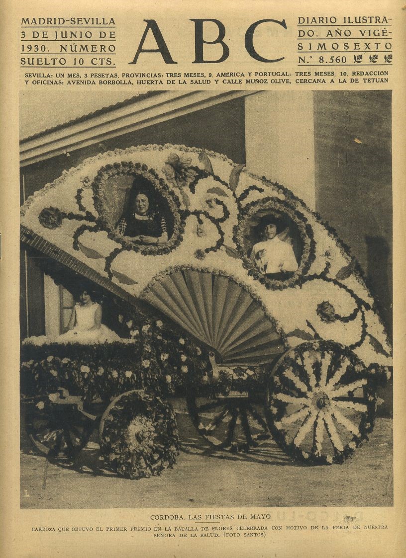 PERIODICO ABC MADRID-SEVILLA 3 JUNIO 1930 Nº 8560 CORDOBA, LAS FIESTAS DE MAYO