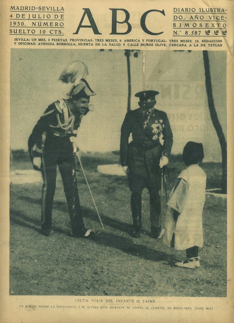 PERIODICO ABC MADRID-SEVILLA 4 JULIO 1930 Nº 8587 CEUTA, VIAJE DEL INFANTE D. JAIME