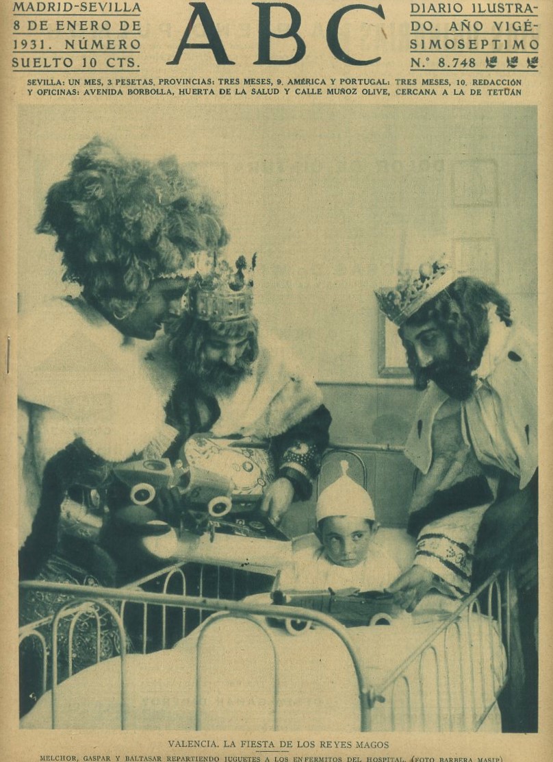 PERIODICO ABC MADRID-SEVILLA 8 DE ENERO DE 1931 Nº8748. VALENCIA. LA FIESTA DE LOS REYES MAGOS