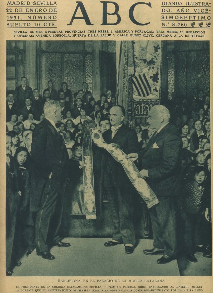 PERIODICO ABC MADRID-SEVILLA 22 DE ENERO DE 1931 Nº 8760 BARCELONA. PALACIO DE LA MUSICA