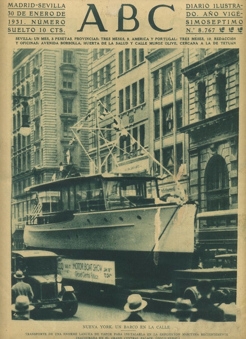 PERIODICO ABC MADRID-SEVILLA 30 DE ENERO DE 1931 Nº 8767 NEW YORK. UN BARCO EN LA CALLE