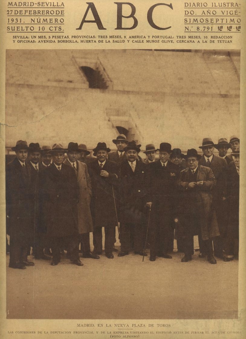 PERIODICO ABC MADRID-SEVILLA 27 DE FEBRERO DE 1931 Nº 8791 MADRID PLAZA DE TOROS