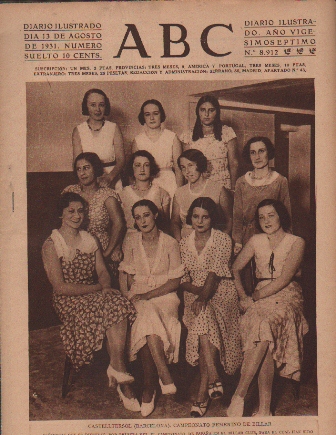 PERIODICO ABC MADRID-SEVILLA 13 DE AGOSTO DE 1931 Nº8912 CASTELLTERSOL. CAMPEONATO FEMENINO DE BILLA