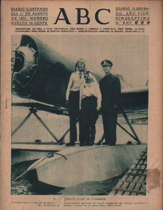 PERIODICO ABC MADRID-SEVILLA 20 DE AGOSTO DE 1931 Nº8917 WASHINGTON. EL VIAJE DE LINDBERGH.