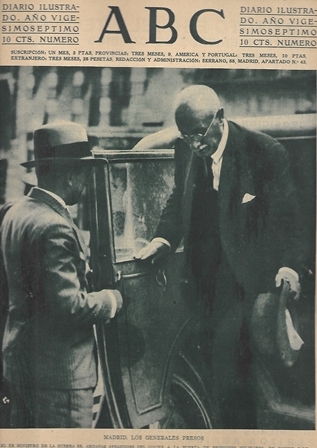 PERIODICO ABC MADRID-SEVILLA  9 SEPTIEMBRE DE 1931. MADRID. LOS GENERALES PRESOS