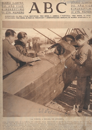 PERIODICO ABC MADRID-SEVILLA 22 DE OCTUBRE DE 1931.LA VUELTA A ESPAÑA EN AVIONETA