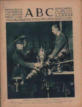 PERIODICO ABC MADRID-SEVILLA 5 DE NOVIEMBRE DE 1929 Nº 8390 LONDRES. ASOCIACION DE ARTILLERIA