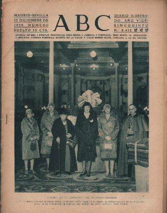 PERIODICO ABC MADRID-SEVILLA 12 DE DICIEMBRE DE 1929 Nº 8412 MADRID. CONVENTO DEL SAGRADO CORAZON .
