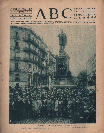 PERIODICO ABC MADRID-SEVILLA  19 DE DICIEMBRE DE 1929 Nº 8414 BARCELONA. JORNADAS MONTAÑESAS