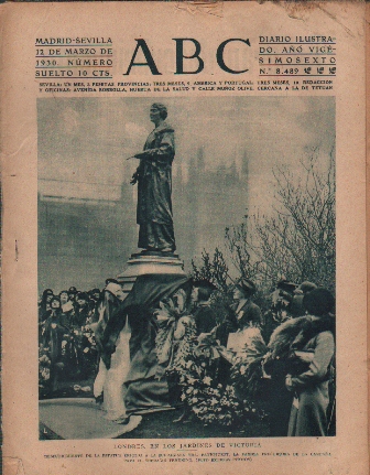 PERIODICO ABC MADRID-SEVILLA 12 DE MARZO DE 1930 Nº 8489 LONDRES. EN LOS JARDINES DE VICTORIA