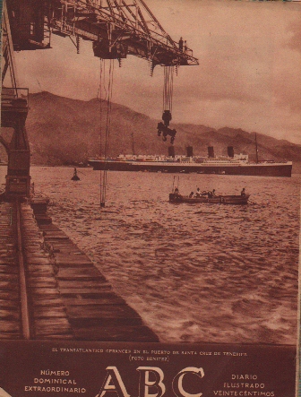PERIODICO ABC MADRID-SEVILLA 23 DE MARZO DE 1930 EL TRANSATLANTICO EN SANTA CRUZ DE TENERIFE
