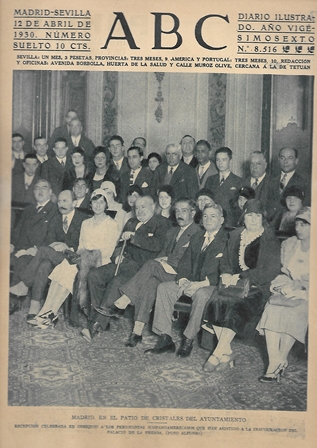 PERIODICO ABC MADRID-SEVILLA 12 ABRIL DE 1930 Nº 8516 MADRID. PATIO DE CRISTALES DEL AYUNTAMIENTO