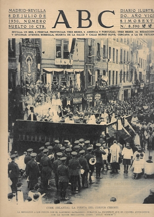 PERIODICO ABC MADRID-SEVILLA  8 JULIO DE 1930 Nº8590 CORK. CORPUS CHRISTI