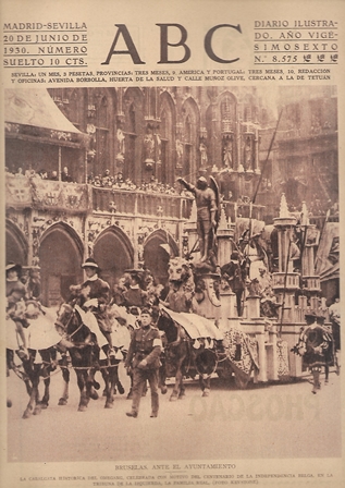PERIODICO ABC MADRID-SEVILLA 20 JUNIO DE 1930 Nº 8575 BRUSELAS ANTE EL AYUNTAMIENTO