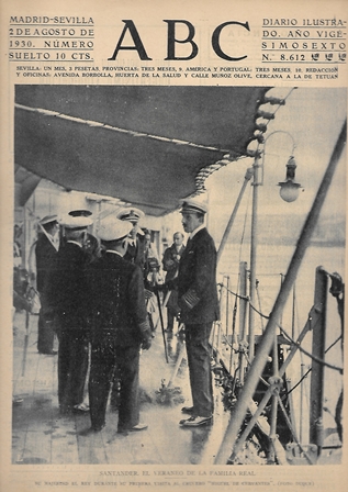 PERIODICO ABC MADRID-SEVILLA  2 DE AGOSTO DE 1930 Nº8612 SANTANDER. VERANEO DE LA FAMILIA REAL
