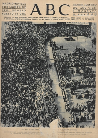 PERIODICO ABC MADRID-SEVILLA  5 DE AGOSTO DE 1930 Nº8614 ODENSE (DINAMARCA)