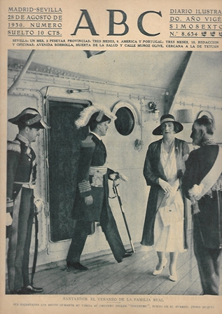PERIODICO ABC MADRID-SEVILLA 28 DE AGOSTO DE 1930 Nº8634 SANTANDER.EL VERANEO FAMILIA REAL