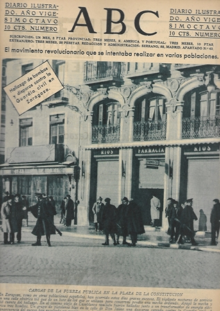 PERIODICO ABC MADRID-SEVILLA 18 DE FEBRERO DE 1932 Nº 9071. CARGAS DE LA FUERZA PUBLICA EN LA PLAZA
