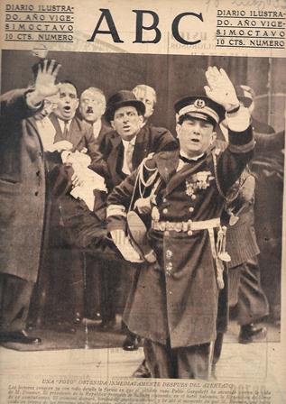 PERIODICO ABC MADRID-SEVILLA 10 DE MAYO DE 1932 Nº 9140 FOTO DESPUES DE ATENTADO