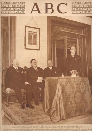 PERIODICO ABC MADRID-SEVILLA 21 DE MAYO DE 1932 Nº9150 ANIVERSARIO 20 AÑOS DE MUERTE DE MENENDEZ