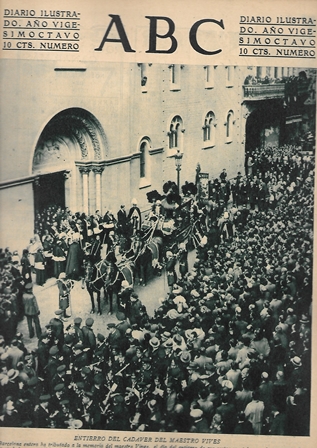 PERIODICO ABC MADRID-SEVILLA 7 DE DICIEMBRE DE 1932 Nº9224 ENTIERRO DEL MAESTRO VIVES