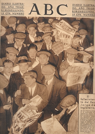 PERIODICO ABC MADRID-SEVILLA 24 DE ENERO DE 1936 Nº10193 FALLECIMIENTO DEL REY JORGE DE INGLATERRA