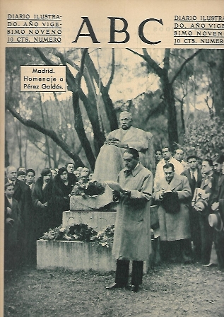 PERIODICO ABC MADRID-SEVILLA 6 DE ENERO DE 1933 Nº9250 HOMENAJE A PEREZ GALDOS