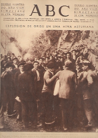PERIODICO ABC MADRID-SEVILLA 23 DE ENERO DE 1932 Nº9049 EXPLOSION DE GRISU EN UNA MINA ASTURIANA