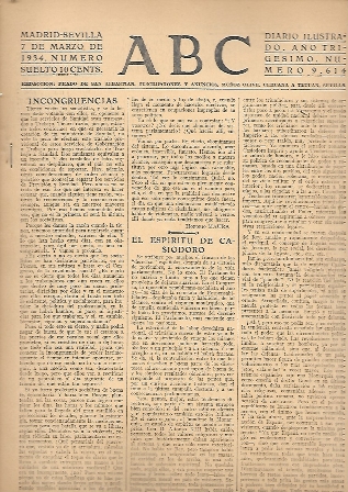 PERIODICO ABC MADRID-SEVILLA 7 DE MARZO DE 1934 Nº9614