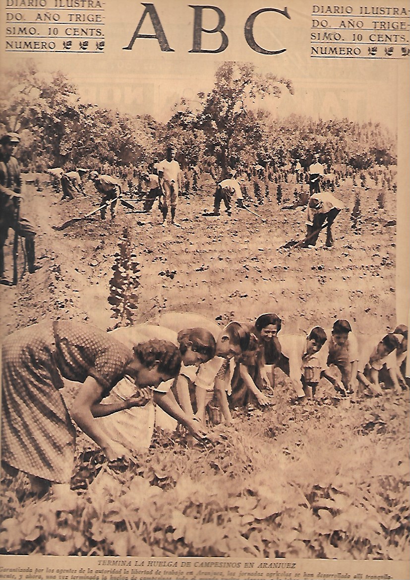 PERIODICO ABC MADRID-SEVILLA 13 DE JUNIO DE 1934 Nº9688 TERMINA LA HUELGA DE CAMPESINOS EN ARANJUEZ