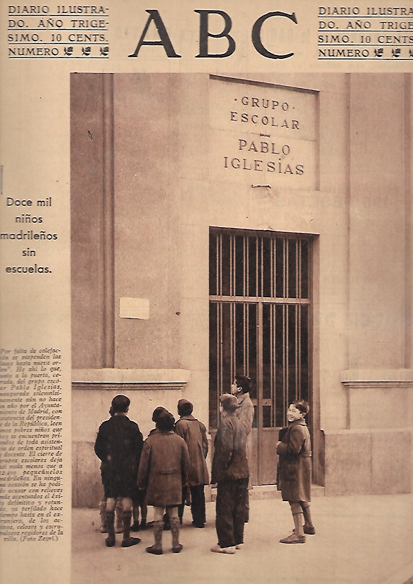 PERIODICO ABC MADRID-SEVILLA 18 DE ENERO DE 1934 Nº 9573 DOCE MIL NIÑOS SIN ESCUELAS