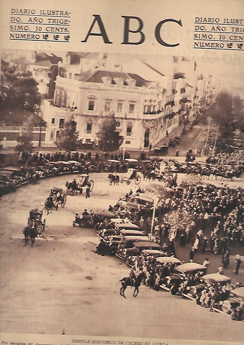 PERIODICO ABC MADRID-SEVILLA 3 DE FEBRERO DE 1934 Nº9587 DESFILE DE COCHES EN LISBOA