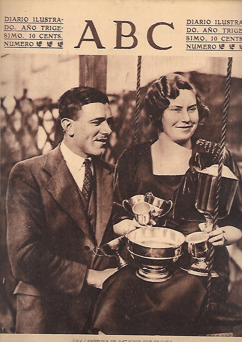 PERIODICO ABC MADRID-SEVILLA 6 DE FEBRERO DE 1934 Nº9589 CAMPEONA DE NATACION QUE SE CASA