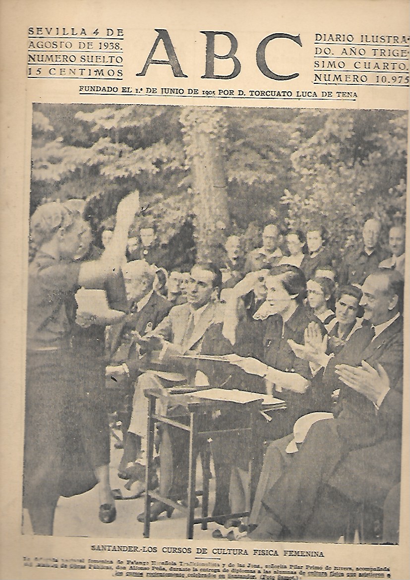 PERIODICO ABC SEVILLA 4 DE AGOSTO DE 1938 Nº10975 CURSOS DE CULTURA FISICA FEMENINA