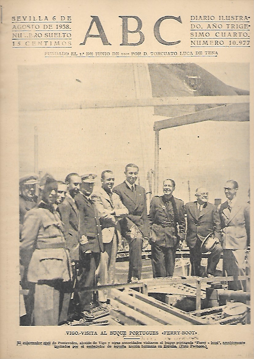 PERIODICO ABC SEVILLA 6 DE AGOSTO DE 1938 Nº10977 BUQUE PORTUENSE FERRY-BOOT