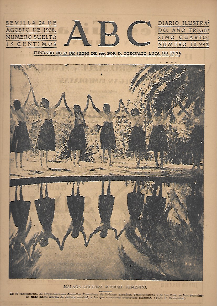 PERIODICO ABC SEVILLA 24 DE AGOSTO DE 1938 Nº10992 MALAGA CULTURA MUSICAL FEMENINA