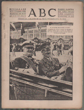 PERIODICO ABC DE SEVILLA 4 DE SEPTIEMBRE DE 1938 Nº 11002