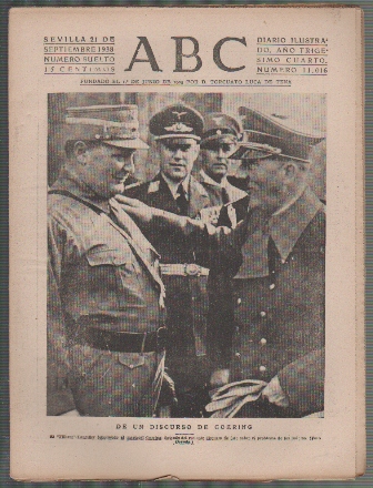 PERIODICO ABC DE SEVILLA 21 DE SEPTIEMBRE DE 1938 Nº 11016