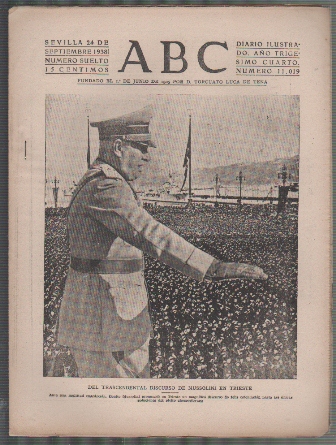 PERIODICO ABC DE SEVILLA 24 DE SEPTIEMBRE DE 1938 Nº 11019