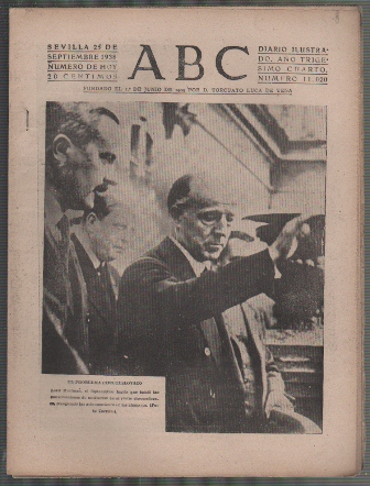 PERIODICO ABC DE SEVILLA 25 DE SEPTIEMBRE DE 1938 Nº 11020