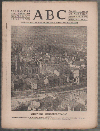 PERIODICO ABC DE SEVILLA 27 DE SEPTIEMBRE DE 1938 Nº 11021
