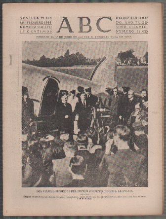 PERIODICO ABC DE SEVILLA 29 DE SEPTIEMBRE DE 1938 Nº 11023